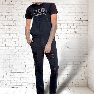 Hot Topic XXX RUDE Black Destructed Overalls - Unisex Size 28 Waist